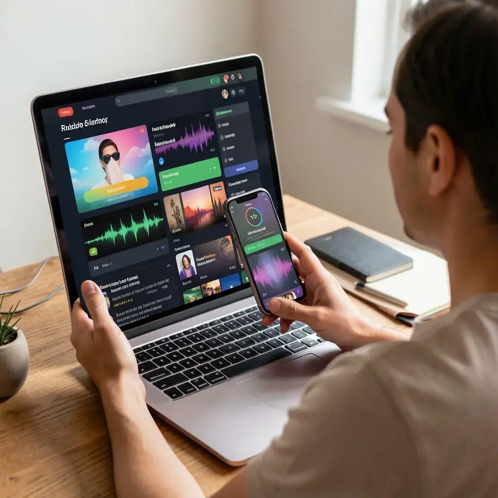 Person enjoying personalized music playlist