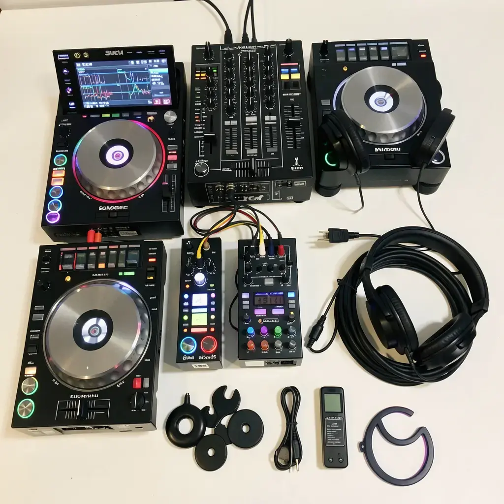 DJ equipment setup for event